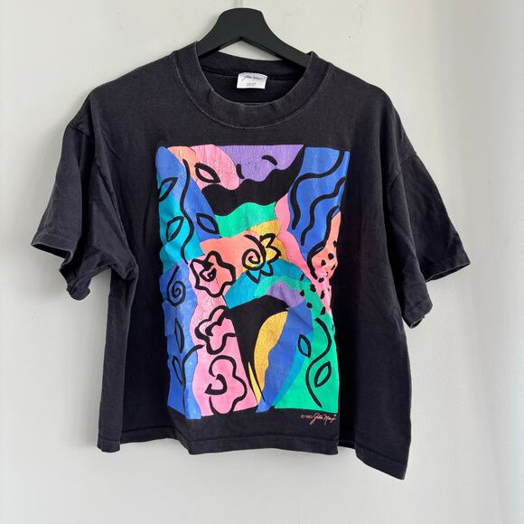 Vintage 90s Gilda Marx Abstract Art Print Tee Single Stitch One Size 100% Cotton - Picture 4 of 9